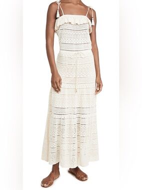 Ba&sh Clem Bohemian Cream Crochet Maxi Lady Dress Large